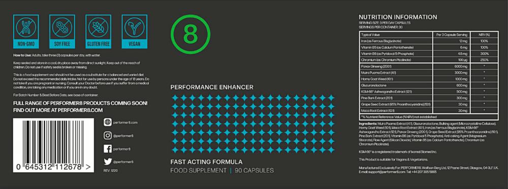 Performer 8 Supplement Facts
